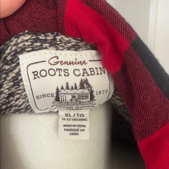 Genuine Roots Cabin Boys 11–12 Years XL Cozy Gray Hooded Sweater - Picture 4 of 4